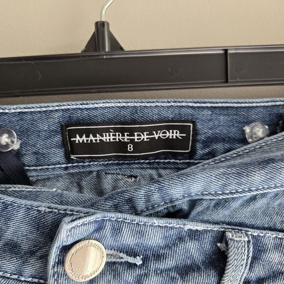 Maniere De Voir Jeans Size 8 Faux Snaps Tilted Waist No Stretch - Picture 6 of 7